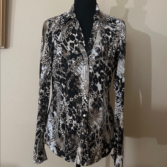 Cache Animal and Chain Pattern Blouse - Picture 6 of 6